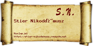Stier Nikodémusz névjegykártya